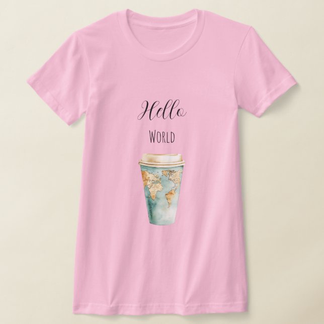 T-shirt Tasse à café Bleu Hello World (Poser)