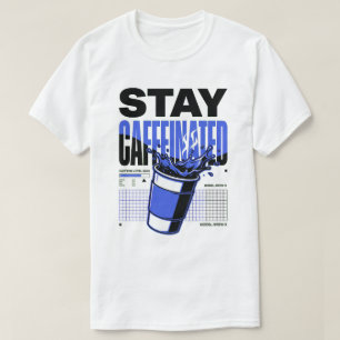 T-shirt Tasse à café bleue néon Stay Caffeinated Punk