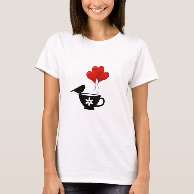 T-shirt Tasse à thé de Coeurs (Devant)
