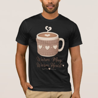 T-shirt Tasse Chaude Cœur Chaleureux Coupe de Café Tricoté