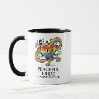 T-Shirt Tasse de Café Arc-en-Ciel Rétro Paisible F