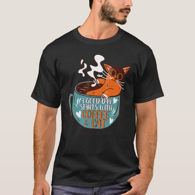 T-shirt Tasse de café chat chat (Devant)