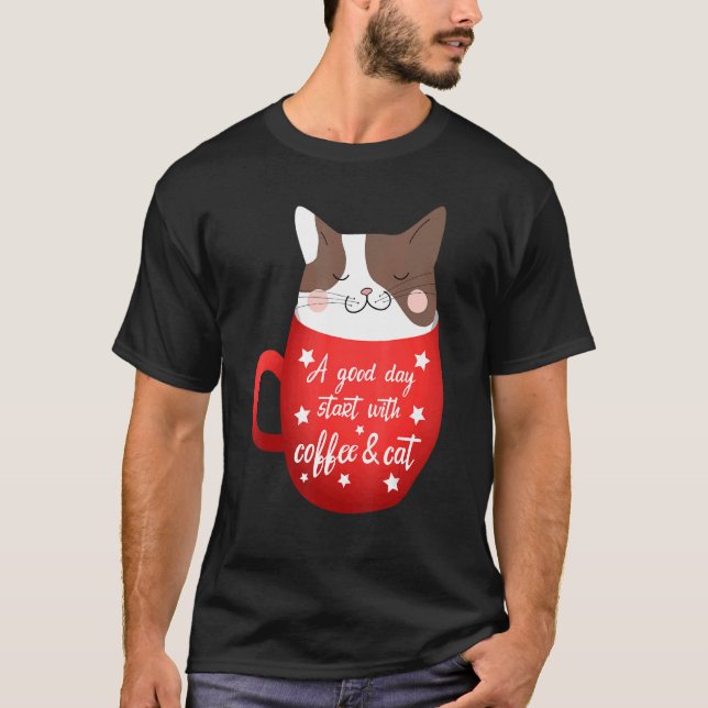 T-shirt Tasse de café chat chat (Devant)