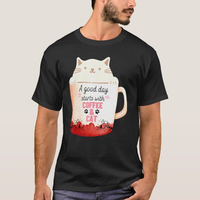 T-shirt Tasse de café chat crème Chat   de Neko Tasse à ca (Devant)
