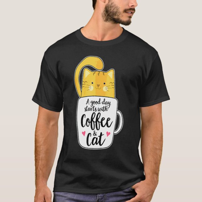 T-shirt Tasse de café chat orange Chat  1 (Devant)