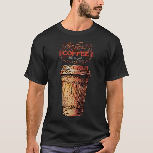 T-shirt Tasse de café dessinée à la main (Devant)