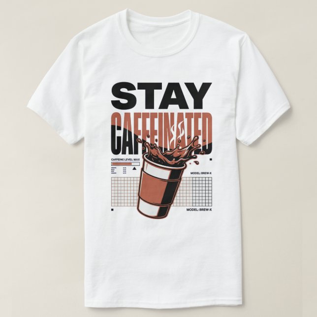 T-shirt Tasse de café néon punk Stay Caffeinated (Design devant)