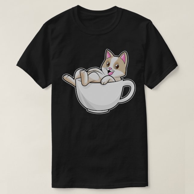 T-shirt Tasse de thé de chat (Design devant)