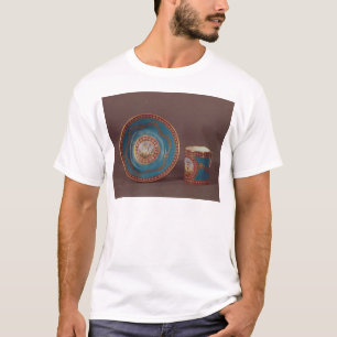 T-shirt Tasse et soucoupe de café de celeste de bleu de