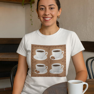 T-shirt Tasses à café avec haricots et chocolat