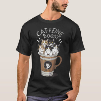 T-shirt Tasses de café Chats - Cat-Feine Boost Mignon Drôl
