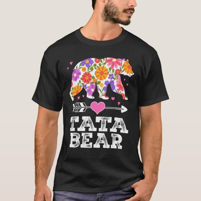 T-shirt Tata Bear Floral Fête des Mères Famille correspond (Devant)