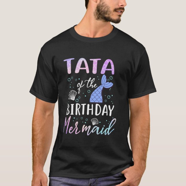 T-shirt Tata de l'anniversaire Mermaid Matching Family Par (Devant)
