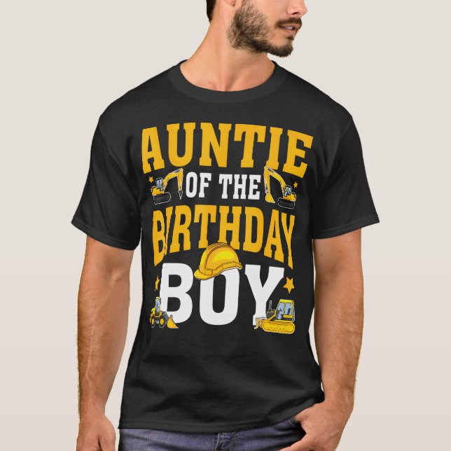 T-shirt Tata Du Garçon Anniversaire Équipe De Construction (Devant)