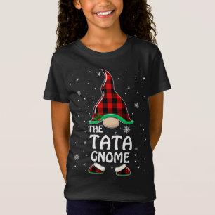 T-Shirt Tata Gnome Buffalo Plaid Correspondant Famille Noë