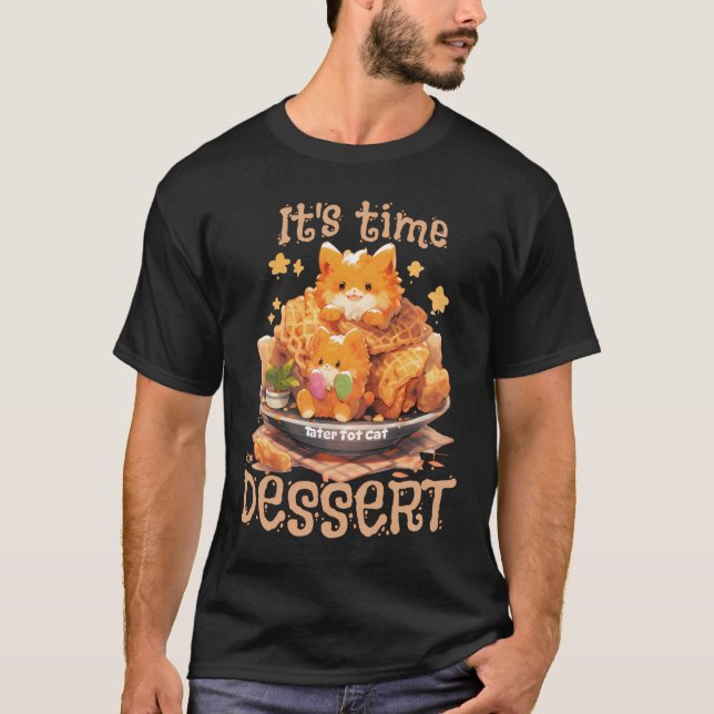 T-shirt Tater Tot Cat en tasse de gaufre. (Devant)