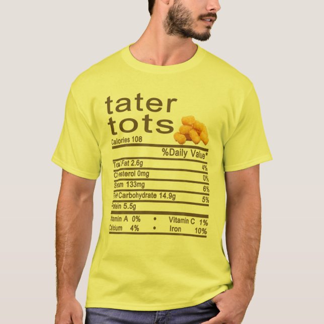 T-shirt Tater Tots Nutrition Fiches Étiquette Thanksgiving (Devant)