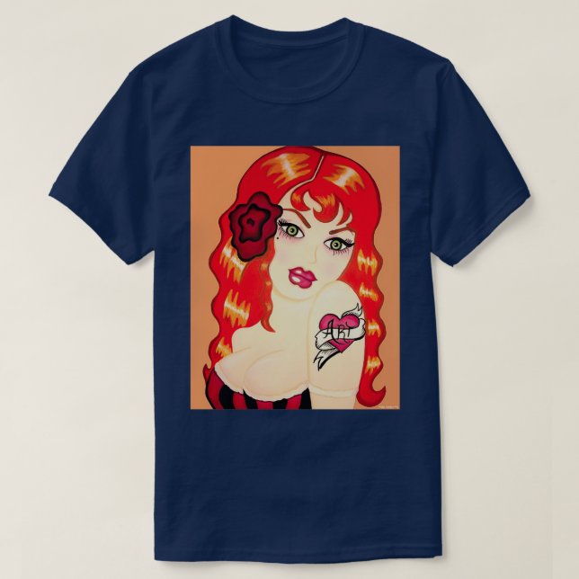 T-shirt Tatouage à tête rouge vintage (Design devant)