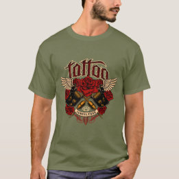 T-shirt Tatouage Ancienne École Sous Culture Roses Poings