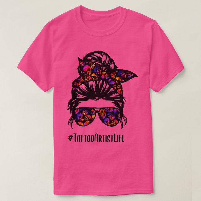 T-shirt Tatouage Artiste vie chaotique bun lunettes de che (Design devant)