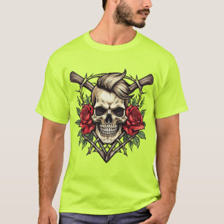 T-shirt Tatouage crânien "Rock & Rose"