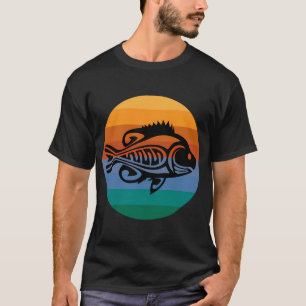 T-shirt Tatouage de Blue Gill Circulaire Coucher de Soleil