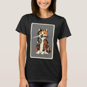 T-shirt Tatouage de chat samouraï style japonais