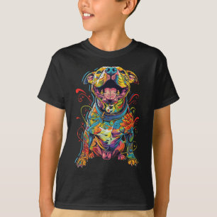 T-shirt Tatouage de chien Pitbull coloré Maman de chien ta