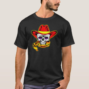 T-shirt Tatouage de crâne de casquette de cowboy
