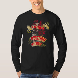 T-shirt Tatouage de crâne et de roses rouges pour mécanici