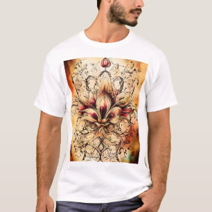 T-shirt Tatouage de fleur de lys en Aquarelle Abstraite