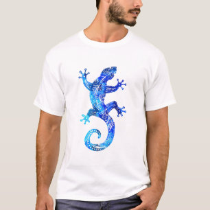 T-shirt Tatouage de Gecko Tribal Bleu