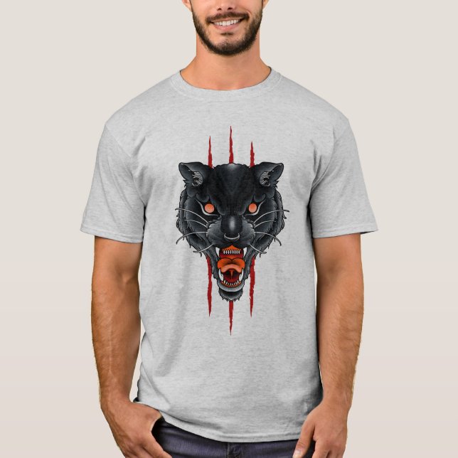 T-shirt Tatouage de griffe de panthère noire (Devant)