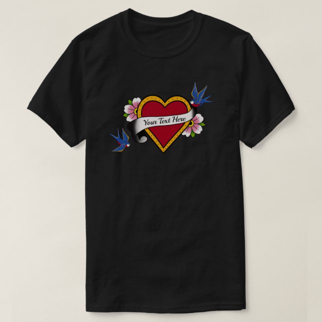 T-shirt Tatouage de la queue d'hirondelle du coeur - Créez (Design devant)
