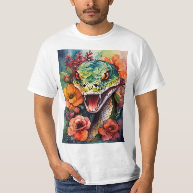 T-shirt Tatouage de la tête de serpent couleur Conception  (Devant)