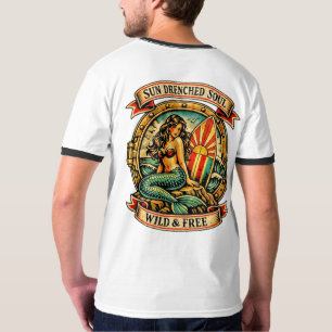T-shirt Tatouage de sirène vintage Art Âme baignée de sole