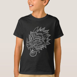 T-shirt Tatouage de tête de loup traditionnel américain