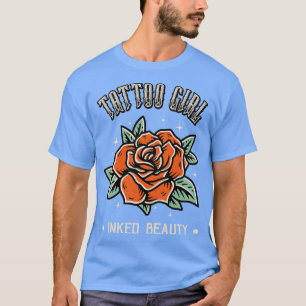 T-shirt Tatouage Femmes Beauté Rose Fille Tatouage Art Sty