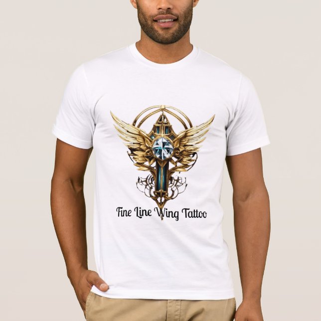 T-shirt Tatouage Futuriste À Aile Fine Line (Devant)