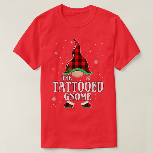 T-shirt Tatouage Gnome Buffalo Plaid Matching Famille Chri (Design devant)