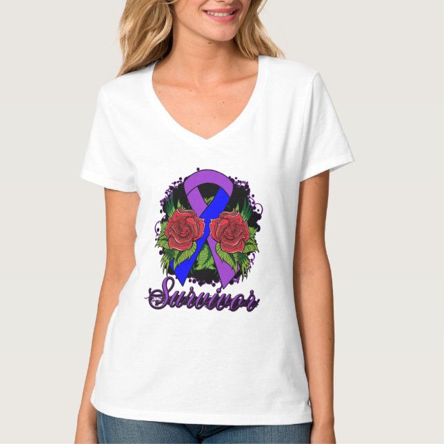 T-shirt Tatouage grunge rose de survivant de rhumatisme (Devant)