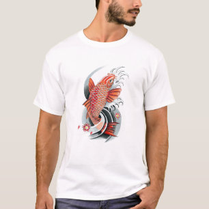 T-shirt Tatouage rouge japonais oriental frais de poissons