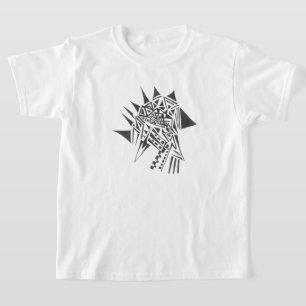 T-shirt Tatouage tribal abstrait fléché noir et blanc