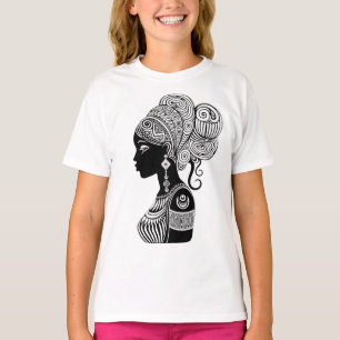 T-shirt Tatouage Tribal Portrait de Fille Africaine