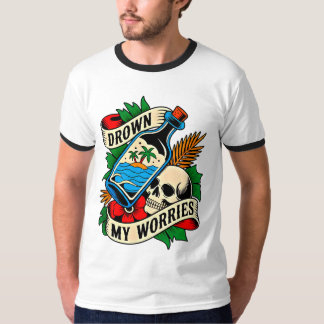 T-shirt Tatouage Tropical Skull & Sunset | Idée Cadeau Ori