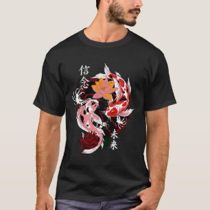 T-shirt Tatouages japonais Koi Poisson Étang D'Eau Florale