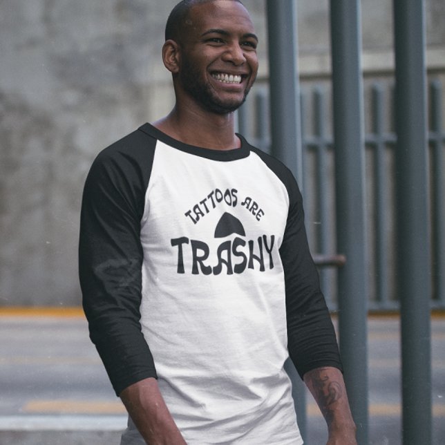 T-shirt Tatouages sont ringards 3/4 Manche Raglan Tee (Créateur téléchargé)