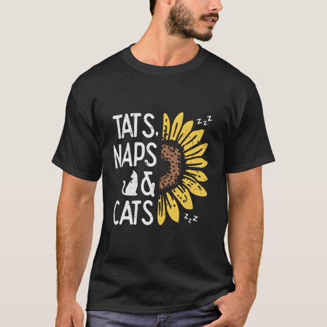 T-shirt Tats Naps Et Chats Tournesol Animaux Propriétaire  (Devant)