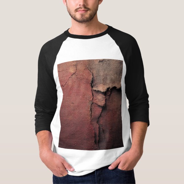 T-shirt Tattered Canvas Abstract in Rust and Earth (Devant)