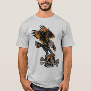 T-shirt Tattoo aigle vautour crane tete de mort os fantais